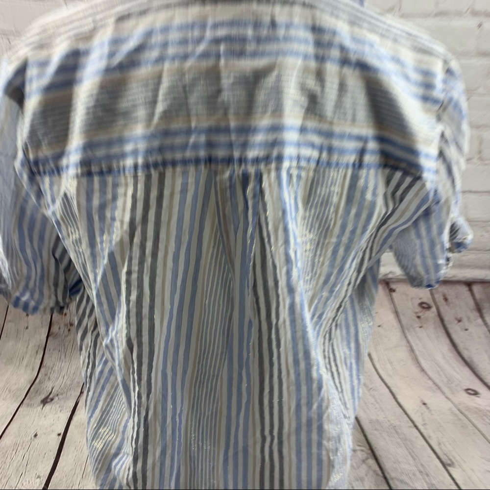 Micheal Kors Striped Tie Waist Short Sleeve Shirt - Picture 8 of 9